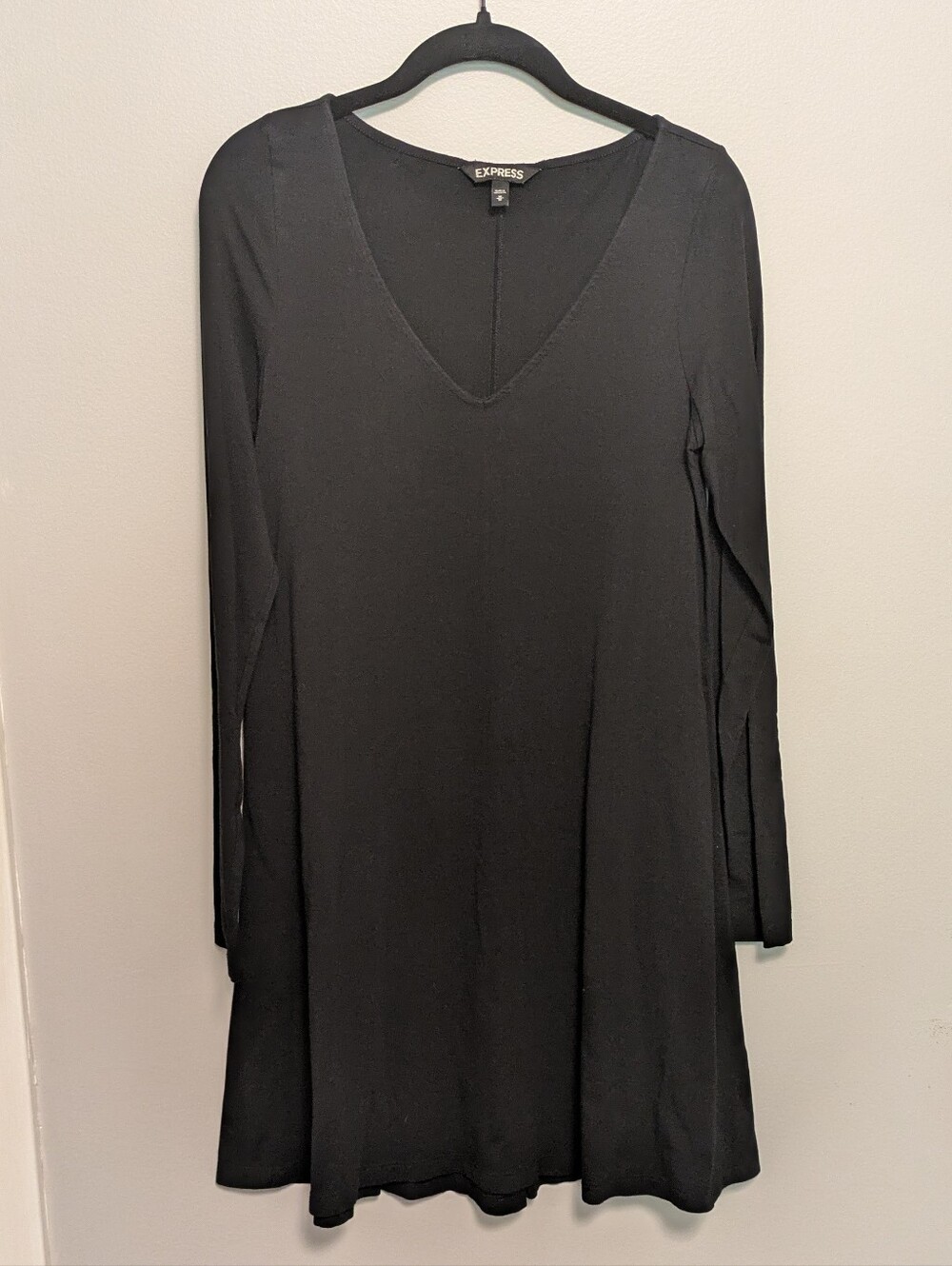 Express Black Jersey Knit Trapeze A Line Dress